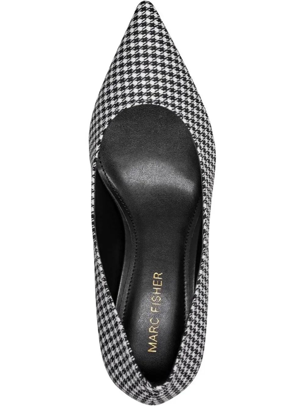 Womens Black White Houndstooth Pointed Toe Alola Casual Pumps Pull On Heel Shoes